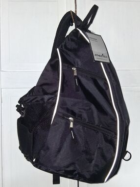 Athletico Black Sling Backpack with Reflective Trim